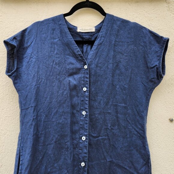 Two Days off Navy Linen Dress Kaneko - Picture 5 of 9